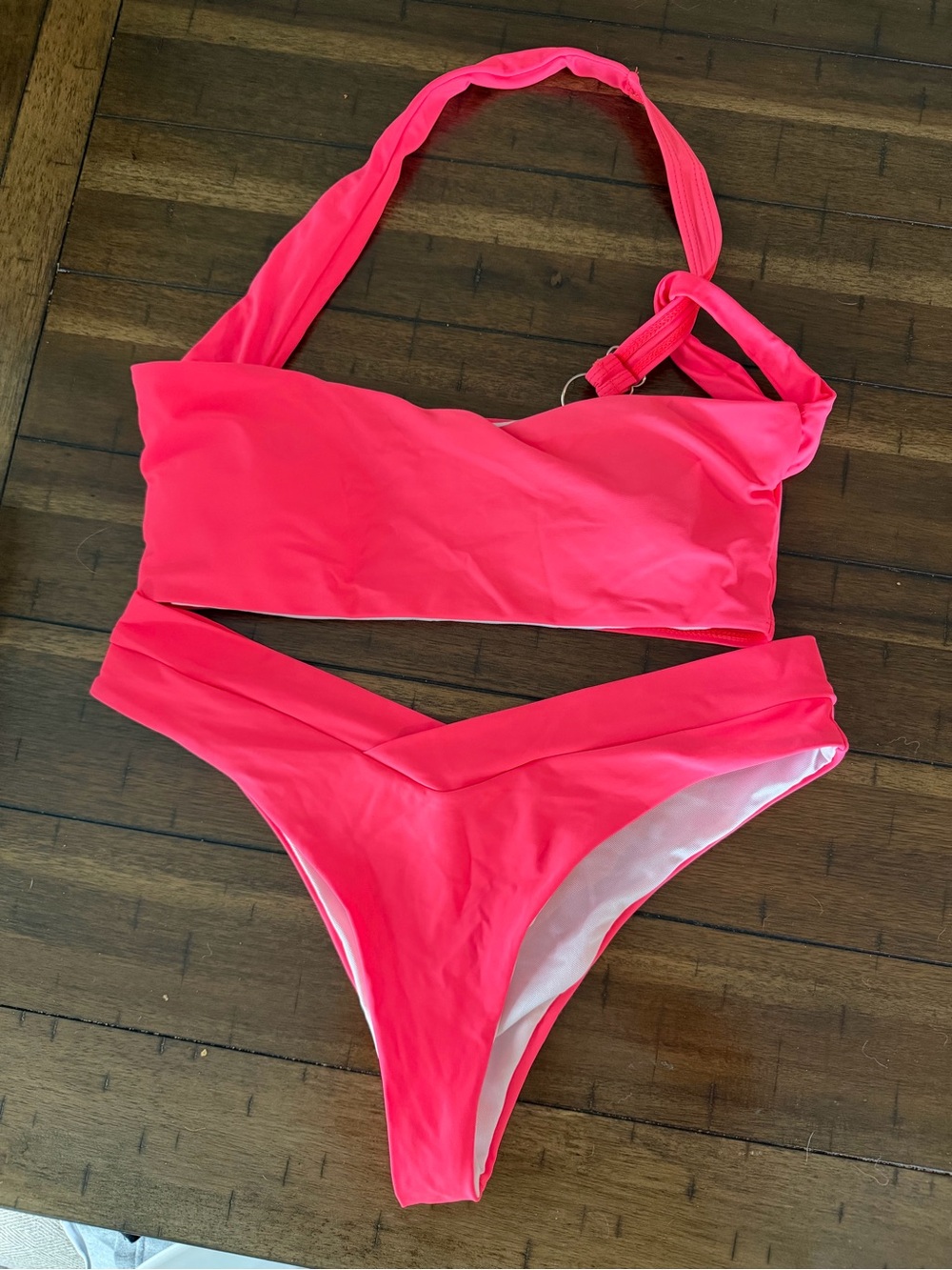 SHEIN Neon Pink One Shoulder Bikini Set M NWOT